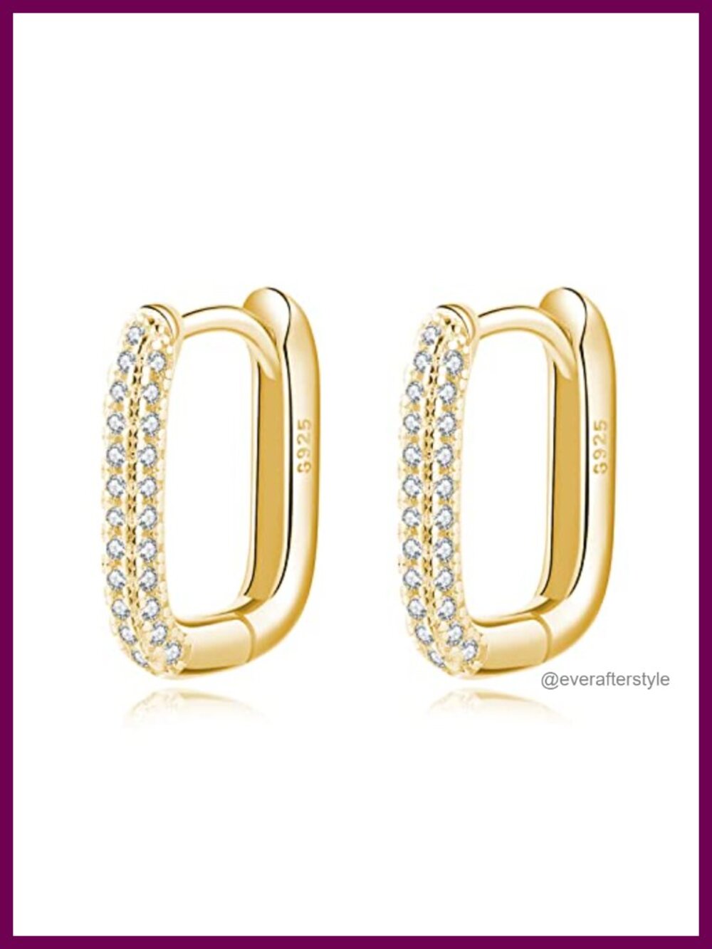 Sterling Silver CZ U Hoop Earrings Small Chunky Huggie Women Teen
